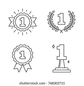 Four line icons with number one, champion, winner, leader icons, vector eps10 illustration - Shutterstock ID 768303715