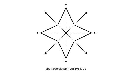 Quatro linhas de simetria de forma de estrela.