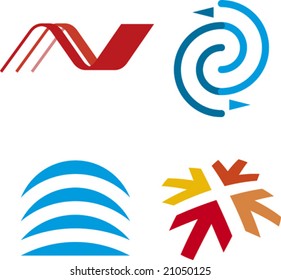 Four lineal icons (vector): simple forms and concepts.