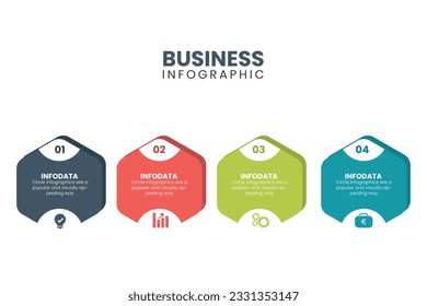 Four linear pictograms inside colorful squares connected with main element by lines with percentage indication. Flowchart. Creative vector illustration for presentation, statistical report, brochure