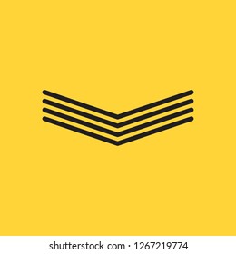 Four Linear wide arrows down. Thin line icon for website design and app development. Arrow shows direction. Editable stroke. Vector illustration isolated on yellow background