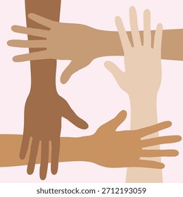 Cuatro manos enlazadas Ilustración vectorial