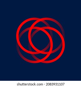The Four Linked Red Bracelet forms a New and Futuristic Symbol. There is a Transparency Effect so it doesn't look flat
