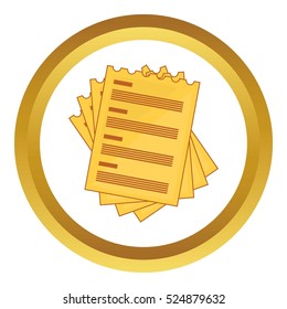 Four list vector icon in golden circle, cartoon style isolated on white background