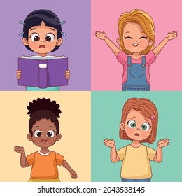 four little girls characters group