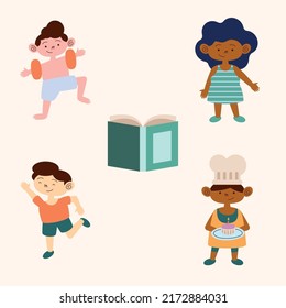 four little kids characters group