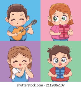 four little lovers characters group