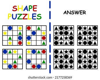 Four little sudoku games with shapes vector illustration