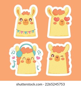 four llamas perubian animals characters