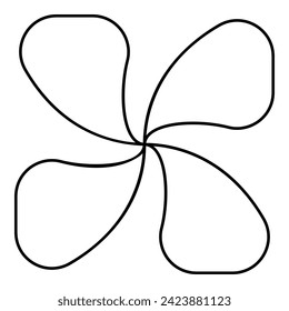 Four lobed fan blade paddle vane ventilation blade contour outline line icon black color vector illustration image thin flat style