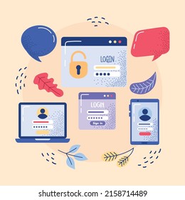 four login templates and icons