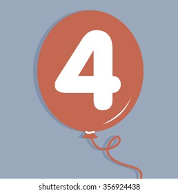 Four logo with balloon. Vector illustration.