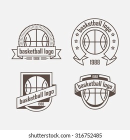 Four logo with a basketbal ball and ribbon