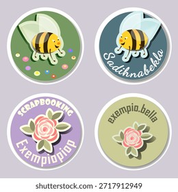 Quatro logotipo com design diferente com macaco e rosa
