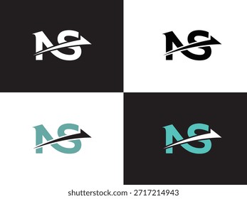 cuatro logo Variación con las letras AS con un elemento de flecha, que varía en color y estilo.