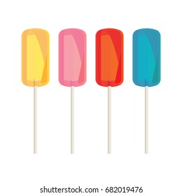 Four long lollipops on plain sticks