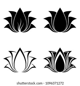 four lotus silhouettes for design vector