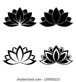 four lotus silhouettes for design vector