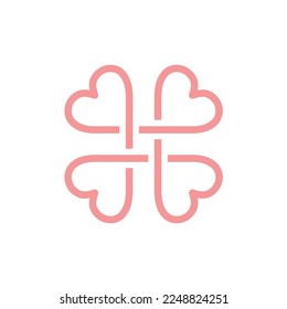 four love heart connection logo design	