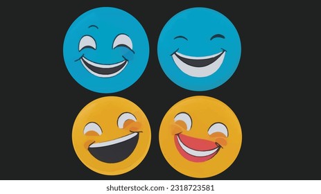 four lovely smileys emojis of blue and yellow colors