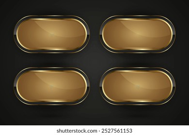 Four Luxury Black and gold buttons with premium stoked vector design, metallic sheen at the center vector, illustration