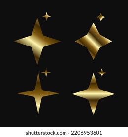 Four Luxury Flat sparkling stars, SET of vector star wink design sused in effect and celebrated template on dark background design