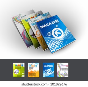 Four magazine cover layout design vector