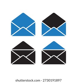 Four mail envelopes in blue and black displayed in a grid layout