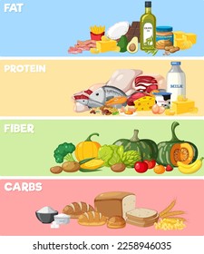 The four main food groups illustration