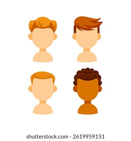 Four male characters showing different hairstyles and ethnicities