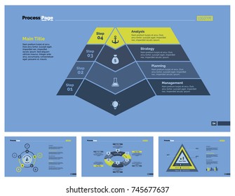 Four Management Slide Diagrams Set