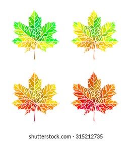 Four maple leaves. Imprints