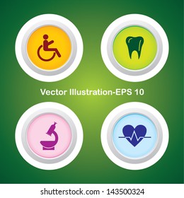 Four Medical Vector Icon Buttons Very Usefull