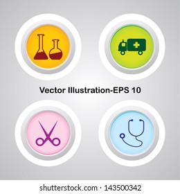 Four Medical Vector Icon Buttons Very Usefull