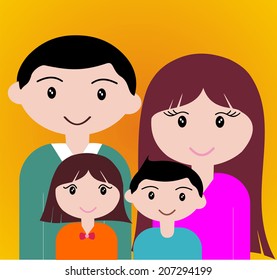 Four member of happy family portrait together.
