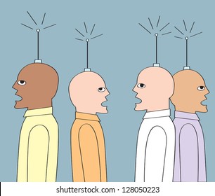 Four men with antennae coming out of their heads.