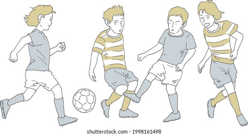 Cuatro hombres compitiendo en fútbol