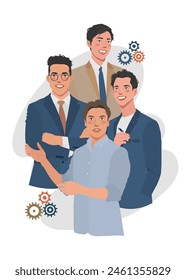 Vier Männer in flacher Illustration