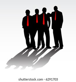 four men with red ties