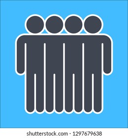 Four men stands with his hands down created in flat style. The design graphic element is saved as a vector illustration in the EPS file format.