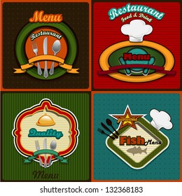 Four menus set vintage style-several levels-transparency blending effects and gradient mesh-EPS 10