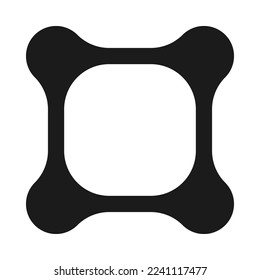 Cuatro metaboliza el icono de forma de silueta cuadrada. Un símbolo cuadrado hecho de formas de blobs transformadas. Aislado sobre un fondo blanco.