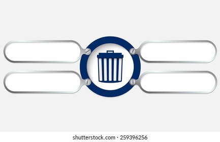 four metal frame for your text and trashcan
