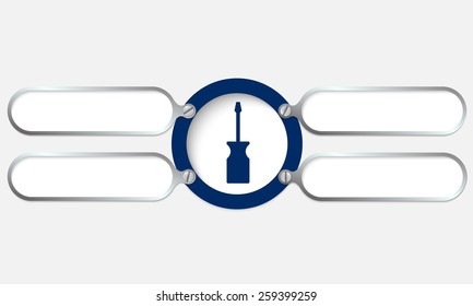 four metal frame for your text and screwdriver