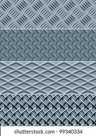 Four Metal Textures Seamless Patterns. Vector version