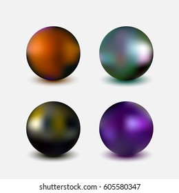 Four Metallic spheres, realistic vector illustration