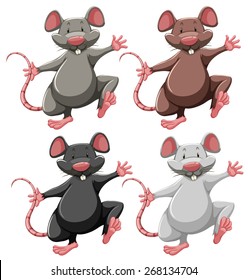 Four mice of different colors