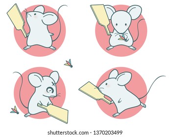 four mice playing Japanese traditional sports in new year holiday 