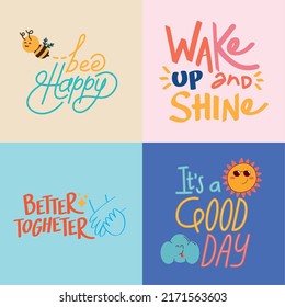 four mini poster set letterings