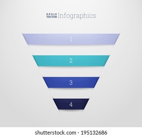 Four minimal 3d cut-out paper ribbon illustration for workflow layout, web site banner, numbered infographics diagram - blue scale version